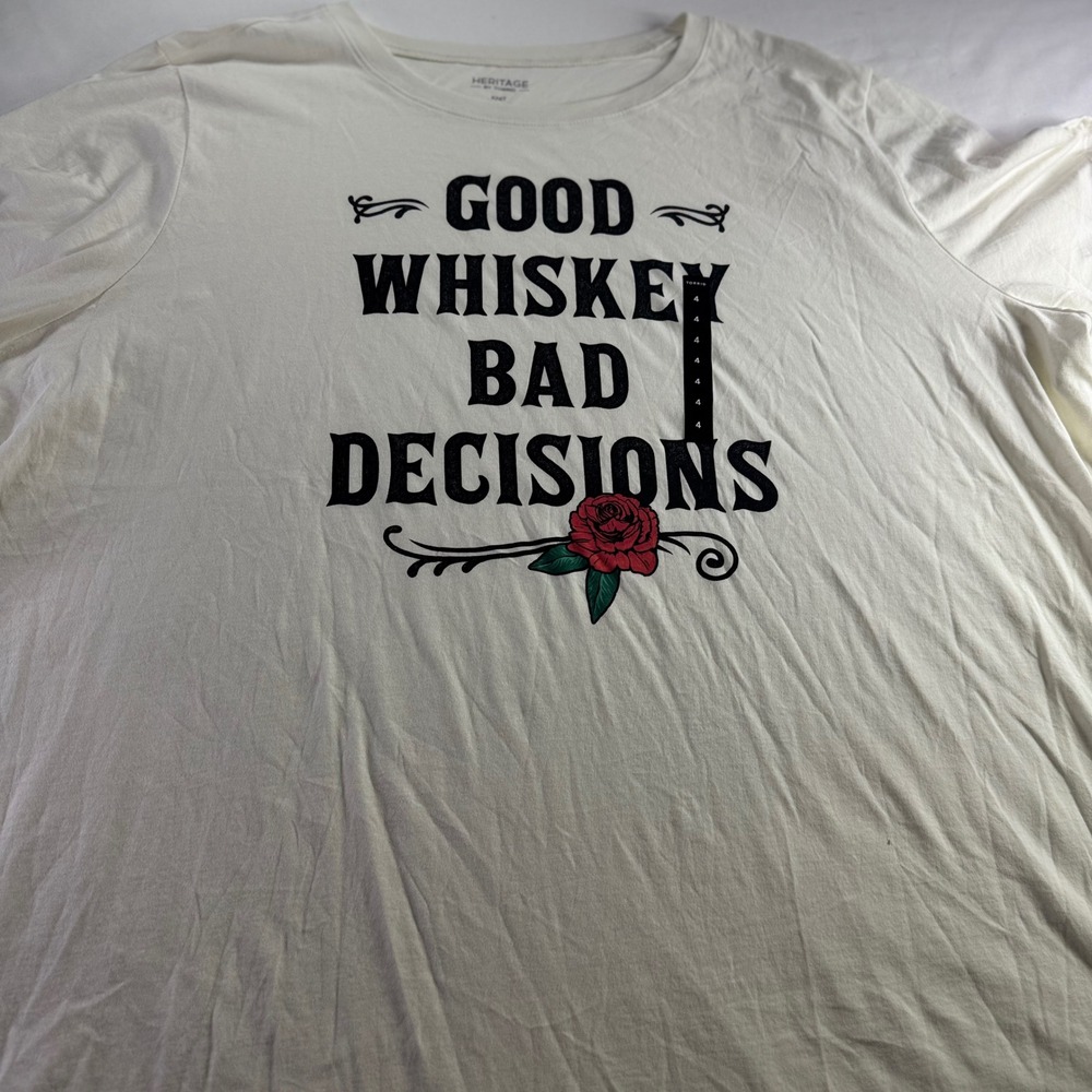 Torrid Heritage Good Whiskey Bad Decisions Graphic Tee Cream Plus Size 4 NEW - Picture 2 of 8